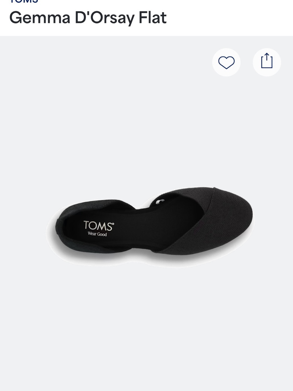 Tom’s Gemma D’Orsay Black Flat Size 9.5 NWT - Picture 4 of 11